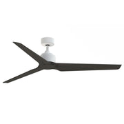 Fanimation TriAire Custom 64in 3-Blade Wet Rated Smart Ceiling Fan | Matte White and Dark Walnut Composite Blades | Patios | Model FPD8515MWW-64DWAW