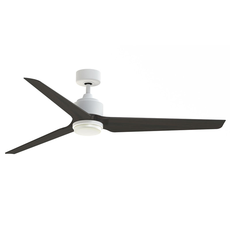 Fanimation TriAire Custom 64in 1-Light Smart Ceiling Fan | Modern Matte White and Dark Walnut Composite Blades | Indoor | Model FPD8515MWW-64DWAW-LK