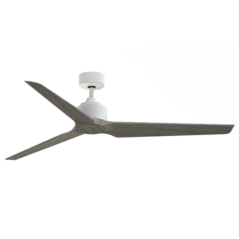 Fanimation TriAire Custom 64in Smart Ceiling Fan | Modern Matte White and Weathered Wood Blades | Covered Patio & Indoor | Model FPD8515MWW-64WEW