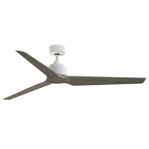 Fanimation TriAire Custom 64in Smart Ceiling Fan | Modern Matte White and Weathered Wood Blades | Covered Patio & Indoor | Model FPD8515MWW-64WEW
