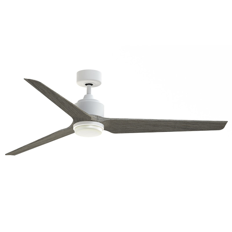 Fanimation TriAire Custom 64in 1-Light Ceiling Fan | Matte White and Weathered Wood Composite Blades | Indoor & Outdoor | Model FPD8515MWW-64WEW-LK