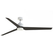 Fanimation TriAire Custom 72in 3-Blade Ceiling Fan with LED Light | Matte White and Dark Walnut Composite | Indoor | Model FPD8515MWW-72DWAW-LK