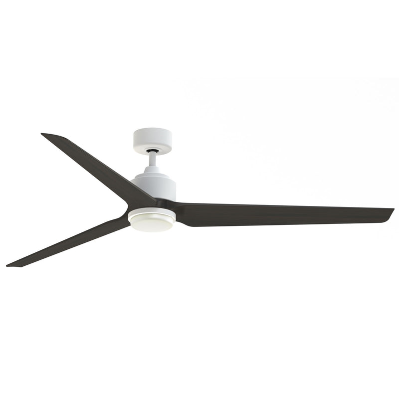 Fanimation TriAire Custom 72in 3-Blade Ceiling Fan with LED Light | Matte White and Dark Walnut Composite | Indoor | Model FPD8515MWW-72DWAW-LK
