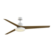 Fanimation TriAire Custom 72in 1-Light Ceiling Fan | Modern Matte White and Koa Composite Blades | Covered Patio | Model FPD8515MWW-72KW-12LK