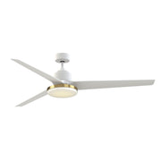 Fanimation TriAire Custom 72in 1-Light Ceiling Fan | Modern Matte White and Brushed Satin Brass Opal Frosted Glass | Model FPD8515MWW-72MWW-BS12LK