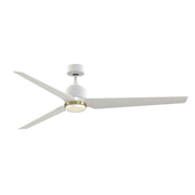 Fanimation TriAire Custom 72in 1-Light Ceiling Fan | Modern Matte White and Brushed Satin Brass Opal Frosted Glass | Model FPD8515MWW-72MWW-LKBS
