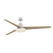 Fanimation TriAire Custom 72in 1-Light Ceiling Fan | Modern Matte White and Natural Composite Blades | Covered Patio | Model FPD8515MWW-72NW-12LK