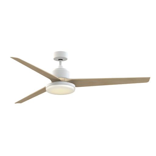 Fanimation TriAire Custom 72in 1-Light Ceiling Fan | Modern Matte White and Natural Composite Blades | Covered Patio | Model FPD8515MWW-72NW-12LK