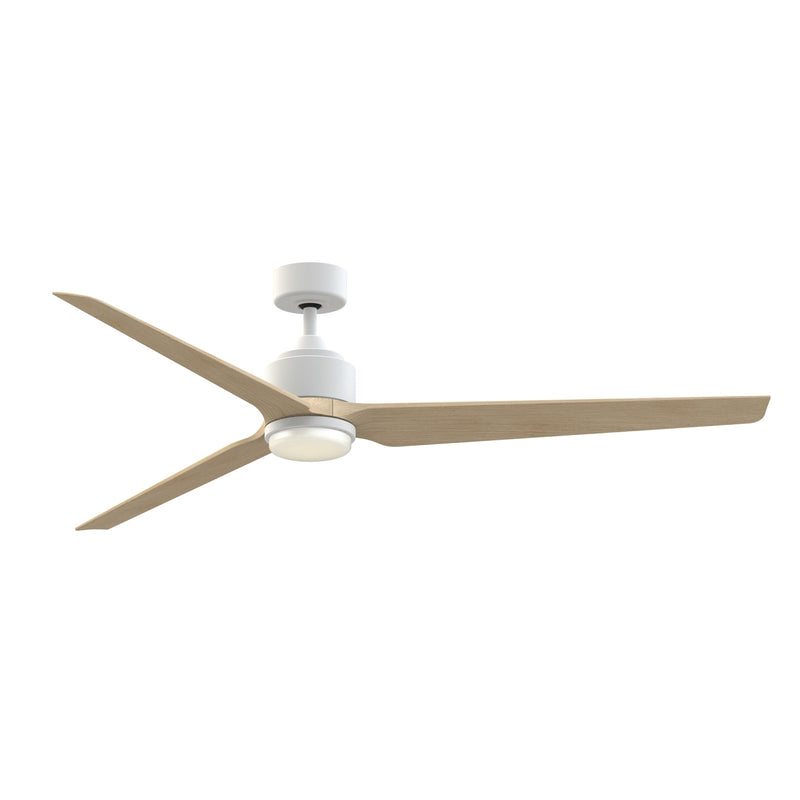Fanimation TriAire Custom 72in 1-Light Ceiling Fan | Modern Matte White and Natural Composite Blades | Covered Patio | Model FPD8515MWW-72NW-LK