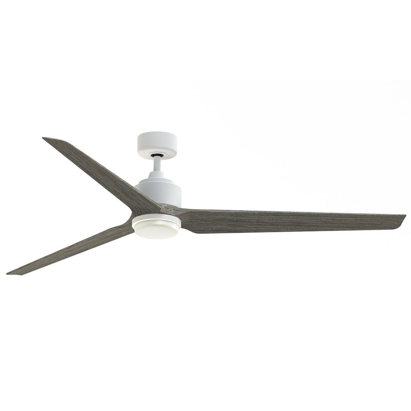 Fanimation TriAire Custom 72in 1-Light Smart Ceiling Fan | Modern Matte White and Weathered Wood Composite | Covered | Model FPD8515MWW-72WEW-LK