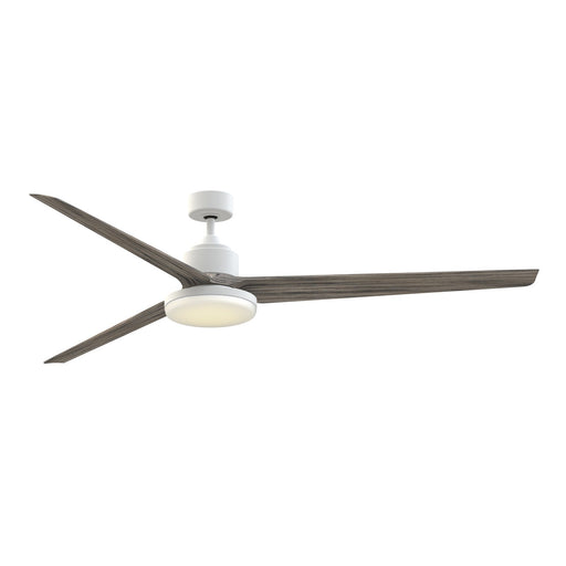 Fanimation TriAire Custom 84in 1-Light Smart Ceiling Fan | Modern Matte White and Weathered Wood with Opal Frosted | Model FPD8515MWW-84WEW-12LK