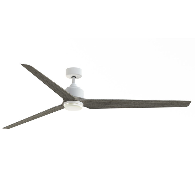 Fanimation TriAire Custom 84in 1-Light Smart Ceiling Fan | Modern Matte White and Weathered Wood with Opal Frosted Glass | Model FPD8515MWW-84WEW-LK