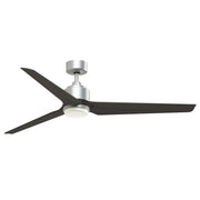 Fanimation TriAire Custom 64in 3-Blade Smart Ceiling Fan with LED Light | Silver and Dark Walnut Composite | Patio | Model FPD8515SLW-64DWAW-LK