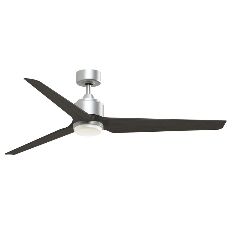 Fanimation TriAire Custom 64in 3-Blade Smart Ceiling Fan with LED Light | Silver and Dark Walnut Composite | Patio | Model FPD8515SLW-64DWAW-LK