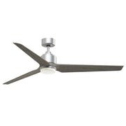 Fanimation TriAire Custom 64in 3-Blade Smart Ceiling Fan with LED Light | Modern Silver and Weathered Wood Composite | Model FPD8515SLW-64WEW-LK