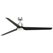 Fanimation TriAire Custom 72in 1-Light Ceiling Fan | Silver and Black Composite Blades with Opal Frosted Shade | Covered | Model FPD8515SLW-72BLW-LK