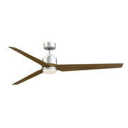 Fanimation TriAire Custom 72in 3-Blade Ceiling Fan with LED Light | Silver and Koa Composite | Patio & Great Room | Model FPD8515SLW-72KW-LK
