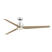 Fanimation TriAire Custom 72in 3-Blade Ceiling Fan with LED Light | Silver and Natural Composite | Patio & Great Room | Model FPD8515SLW-72NW-LK