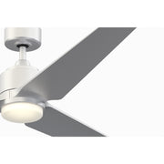 Fanimation TriAire Custom 72in 3-Blade Smart Ceiling Fan with LED Light | Silver and Silver Composite Blades | Patio | Model FPD8515SLW-72SLW-LK