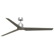 Fanimation TriAire Custom 72in 3-Blade Smart Ceiling Fan | Silver and Weathered Wood Composite Blades | Patio & Porch | Model FPD8515SLW-72WEW