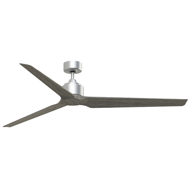 Fanimation TriAire Custom 72in 3-Blade Smart Ceiling Fan | Silver and Weathered Wood Composite Blades | Patio & Porch | Model FPD8515SLW-72WEW