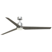 Fanimation TriAire Custom 72in 3-Blade Smart Ceiling Fan with LED Light | Silver and Weathered Wood Composite Blades | Model FPD8515SLW-72WEW-LK