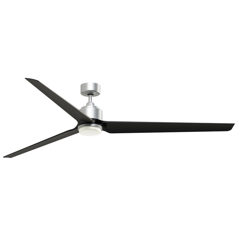 Fanimation TriAire Custom 84in 3-Blade Smart Ceiling Fan with LED Light | Silver and Black Composite | Patios & Great | Model FPD8515SLW-84BLW-LK