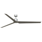 Fanimation TriAire Custom 84in 3-Blade Smart Ceiling Fan | Silver with Weathered Wood Composite Blades | Patio & Great Room | Model FPD8515SLW-84WEW