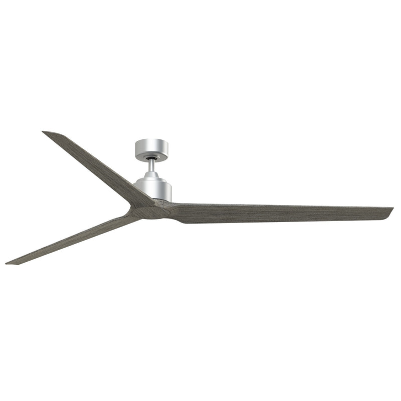 Fanimation TriAire Custom 84in 3-Blade Smart Ceiling Fan | Silver with Weathered Wood Composite Blades | Patio & Great Room | Model FPD8515SLW-84WEW