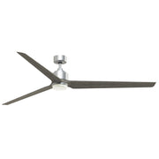 Fanimation TriAire Custom 84in 3-Blade Smart Ceiling Fan with LED Light | Silver & Weathered Wood Blades | Patio & Great | Model FPD8515SLW-84WEW-LK