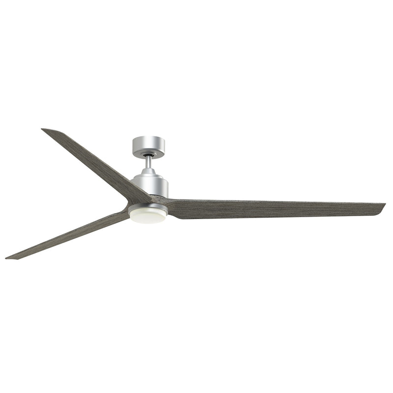Fanimation TriAire Custom 84in 3-Blade Smart Ceiling Fan with LED Light | Silver & Weathered Wood Blades | Patio & Great | Model FPD8515SLW-84WEW-LK