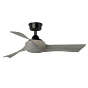 Fanimation Wrap Custom 44in 3-Blade Smart Ceiling Fan | Modern Black and Weathered Wood Composite | Covered Patio & Bedroom | Model FPD8530BL-44WE