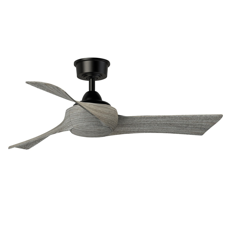 Fanimation Wrap Custom 44in 3-Blade Smart Ceiling Fan | Modern Black and Weathered Wood Composite | Covered Patio & Bedroom | Model FPD8530BL-44WE