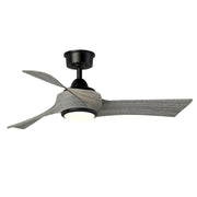 Fanimation Wrap Custom 44in 3-Blade Smart Ceiling Fan with LED Light | Modern Black and Weathered Wood Composite | Covered | Model FPD8530BL-44WE-LK