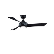 Fanimation Wrap Custom 48in 3-Blade Smart Ceiling Fan with LED Light | Modern Black and Black Composite | Covered Patio | Model FPD8530BL-48BL-LK
