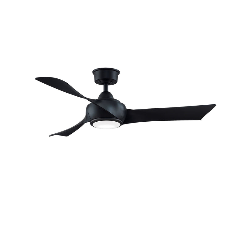 Fanimation Wrap Custom 48in 3-Blade Smart Ceiling Fan with LED Light | Modern Black and Black Composite | Covered Patio | Model FPD8530BL-48BL-LK