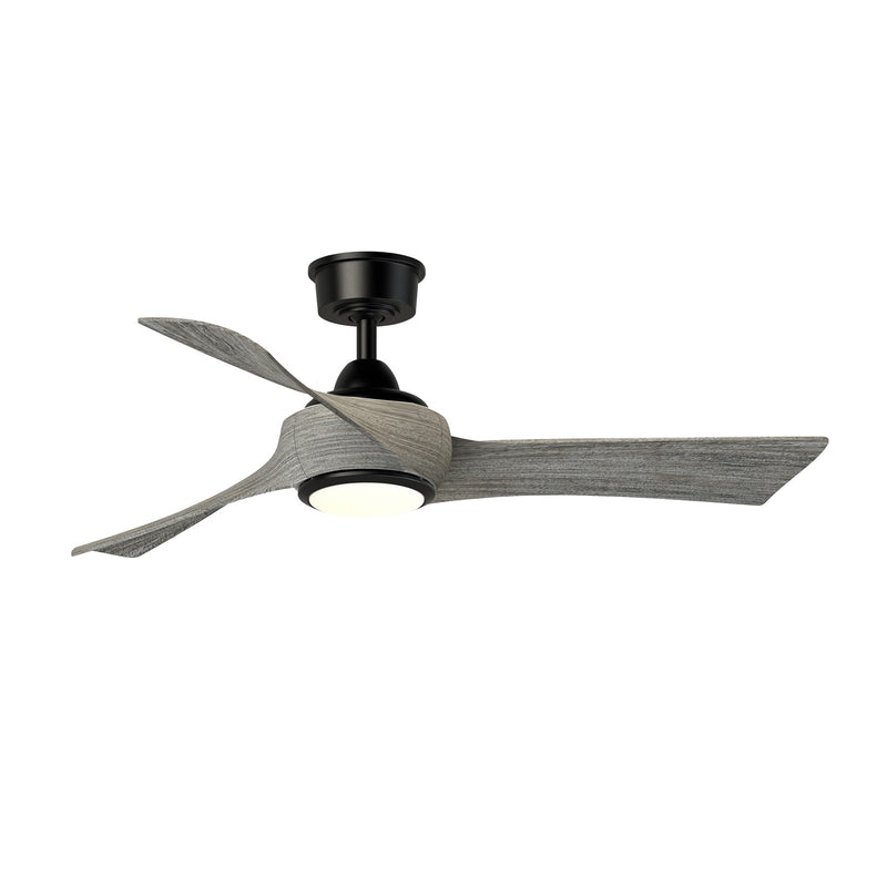 Fanimation Wrap Custom 48in Smart Ceiling Fan with LED Light | Black and Weathered Wood Blades | Covered Patio & Bedroom | Model FPD8530BL-48WE-LK