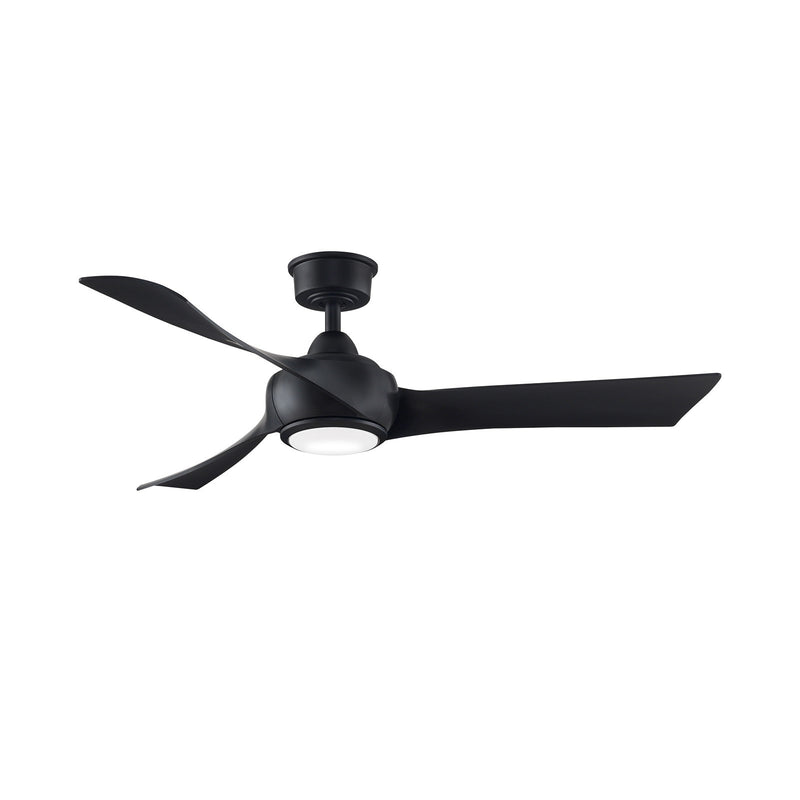 Fanimation Wrap Custom 52in Smart Ceiling Fan with LED Light | Black and Black Blades | Covered Patio & Bedroom | Model FPD8530BL-52BL-LK
