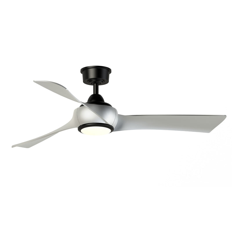 Fanimation Wrap Custom 52in Smart Ceiling Fan with LED Light | Black and Brushed Nickel Composite Blades | Covered Patio | Model FPD8530BL-52BN-LK