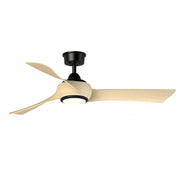 Fanimation Wrap Custom 52in 3-Blade Smart Ceiling Fan with LED Light | Modern Black and Natural Composite Blades | Covered | Model FPD8530BL-52N-LK