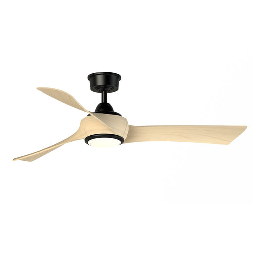 Fanimation Wrap Custom 52in 3-Blade Smart Ceiling Fan with LED Light | Modern Black and Natural Composite Blades | Covered | Model FPD8530BL-52N-LK