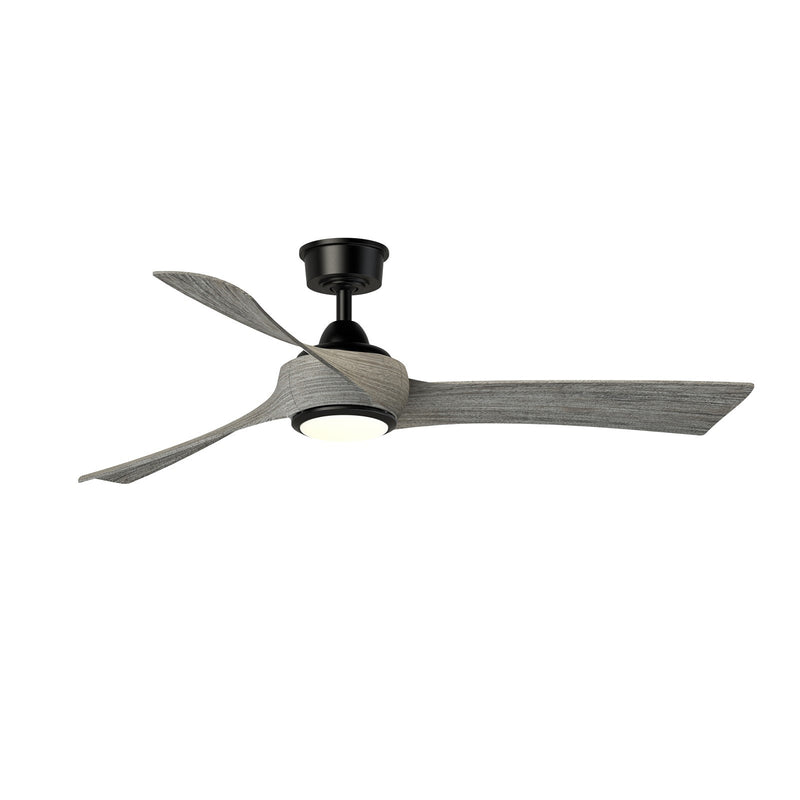 Fanimation Wrap Custom 56in 3-Blade Smart Ceiling Fan with LED Light Kit | Black and Weathered Wood Composite Blades | Model FPD8530BL-56WE-LK