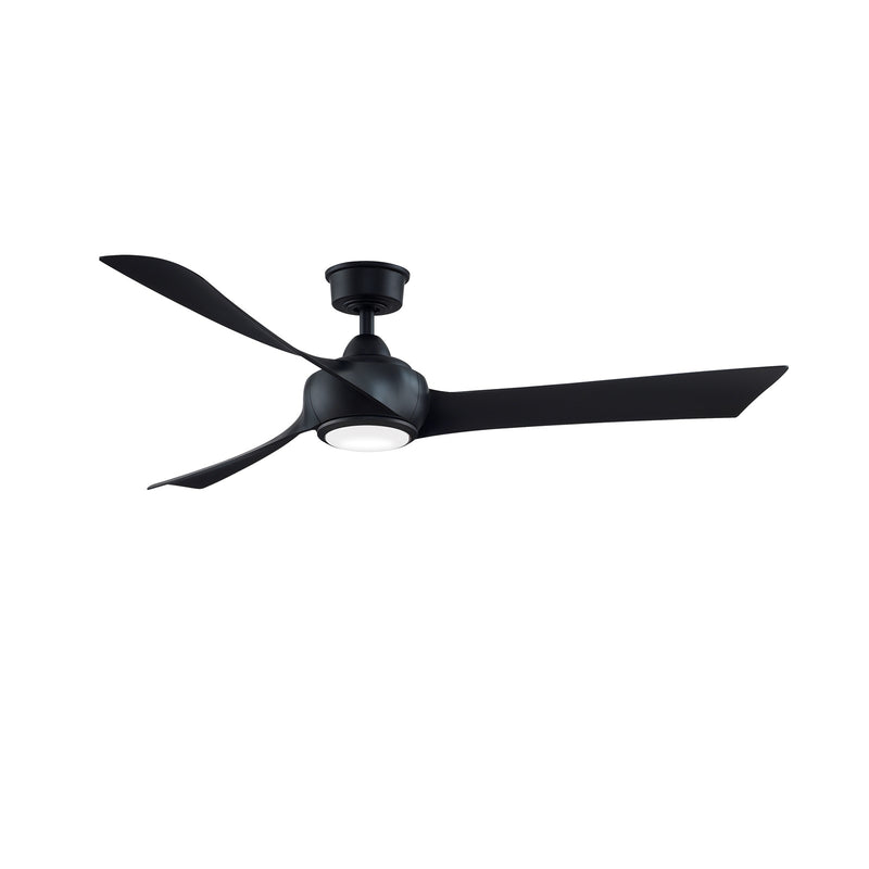 Fanimation Wrap Custom 60in 3-Blade Smart Ceiling Fan with LED Light | Modern Black and Black Composite Blades | Covered | Model FPD8530BL-60BL-LK