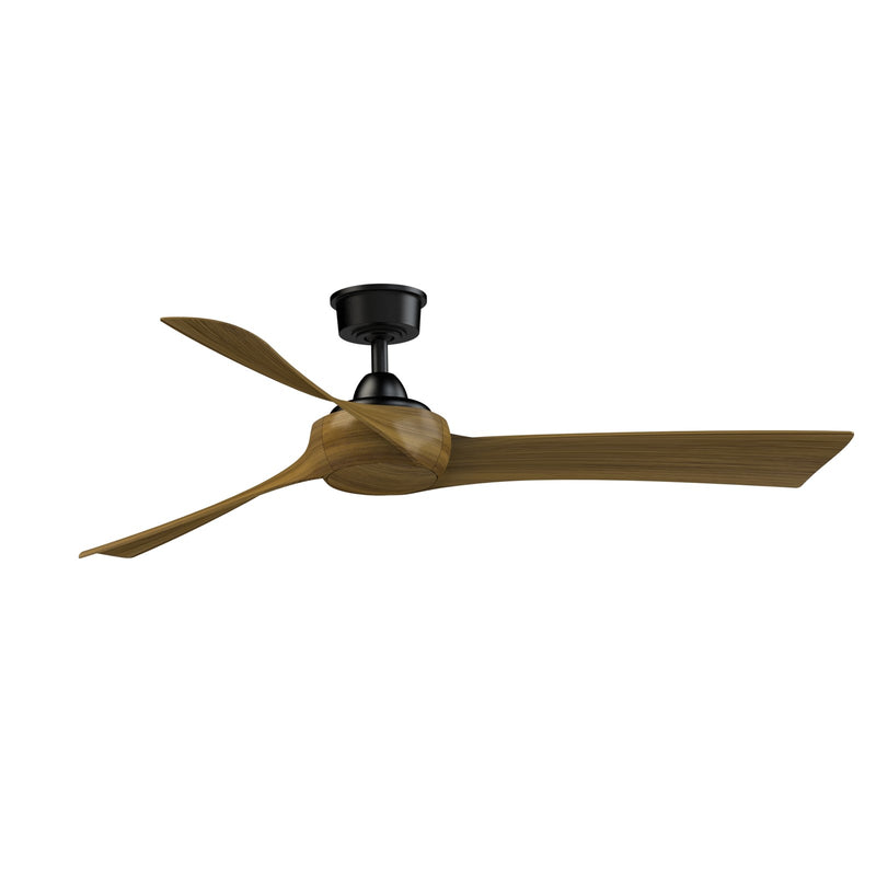 Fanimation Wrap Custom 60in 3-Blade Smart Ceiling Fan | Modern Black and Koa Composite | Covered Patio & Living Room | Model FPD8530BL-60K