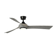 Fanimation Wrap Custom 60in 3-Blade Smart Ceiling Fan with LED Light | Modern Black and Weathered Wood | Covered Patio | Model FPD8530BL-60WE-LK