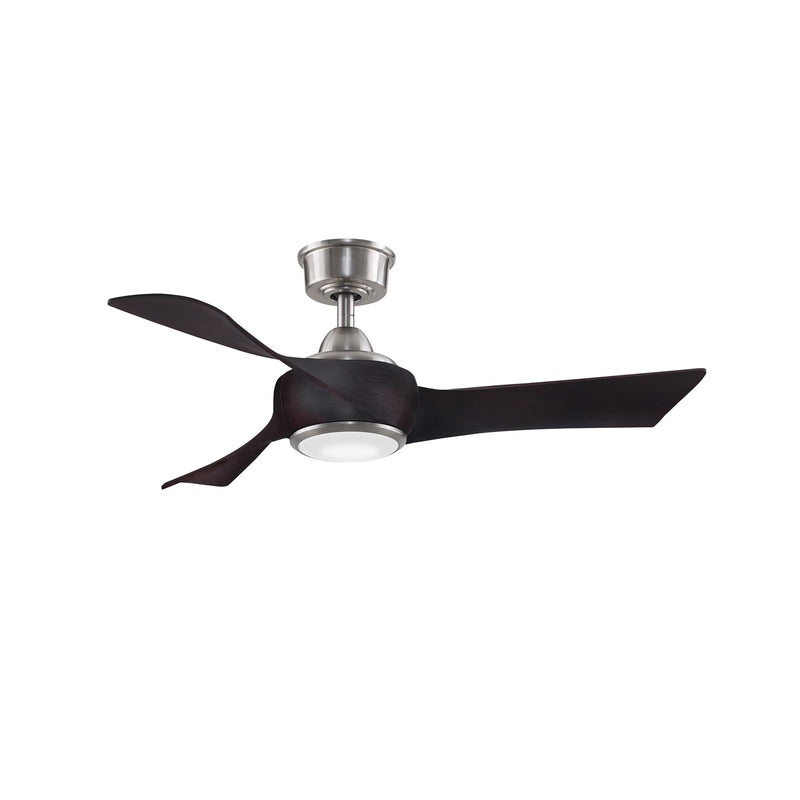 Fanimation Wrap Custom 44in Smart Ceiling Fan with LED Light | Brushed Nickel and Dark Walnut Composite Blades | Covered | Model FPD8530BN-44DWA-LK
