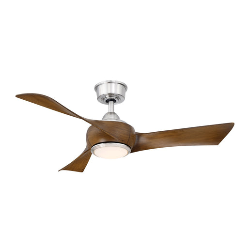 Fanimation Wrap Custom 44in 3-Blade Smart Ceiling Fan with LED Light | Brushed Nickel and Koa Composite | Covered Patio | Model FPD8530BN-44K-LK