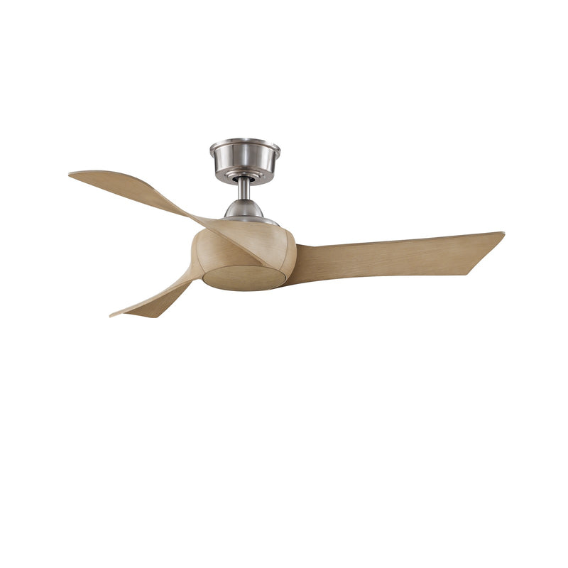 Fanimation Wrap Custom 44in 3-Blade Smart Ceiling Fan | Brushed Nickel and Natural Composite | Covered Patio & Bedroom | Model FPD8530BN-44N