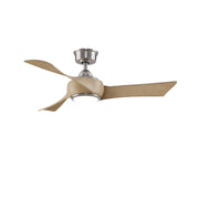 Fanimation Wrap Custom 44in 3-Blade Smart Ceiling Fan with LED Light | Brushed Nickel and Natural Composite | Covered Patio | Model FPD8530BN-44N-LK