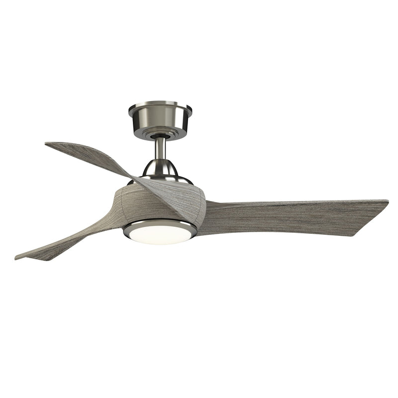 Fanimation Wrap Custom 44in 3-Blade Smart Ceiling Fan with LED Light | Brushed Nickel and Weathered Wood Composite | Model FPD8530BN-44WE-LK
